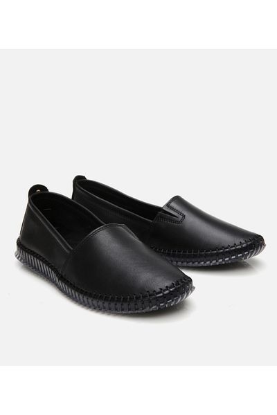 Hotiç Women's Leather Black Ultra Flexible Sole Comfort Shoes