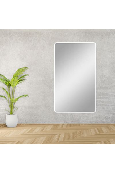 Al Saada Home Wall Mirror Shatterproof White Frame 100×60 cm