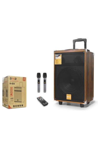BAAB BQ12 Bluetooth Hoparlör FM Radyo 12 İnç USB TF AUX Çift Mikrofonlu Kuman...