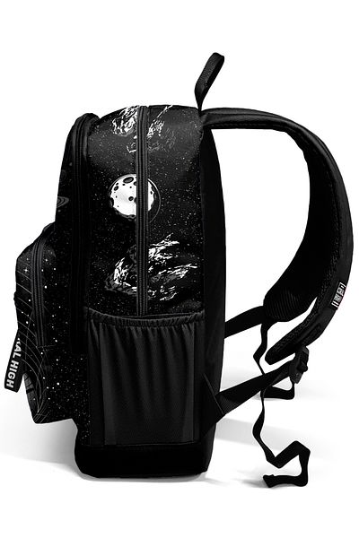 Coral High Black Galaxy Patterned Four Compartment School Backpack 23644