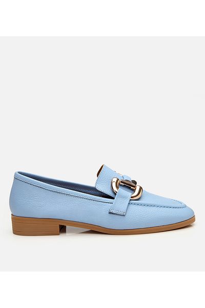 Hotiç Loafer casual din piele albastră cu cataramă pentru femei