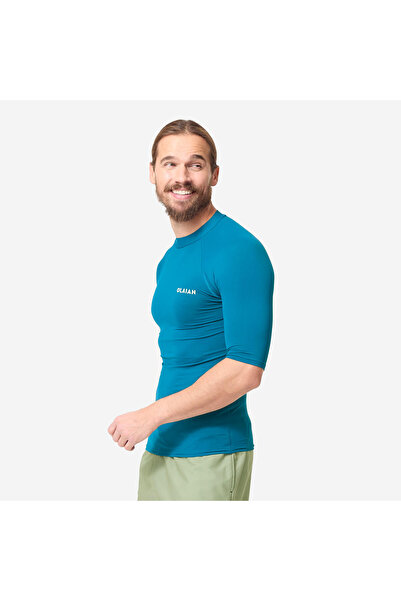 Decathlon Olaian Erkek Slim Fit Kısa Kollu UV Korumalı Tişört - Mavi - 100