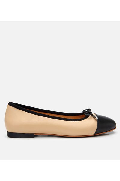 Hotiç Women's Leather Beige Flexible Sole Ballerinas