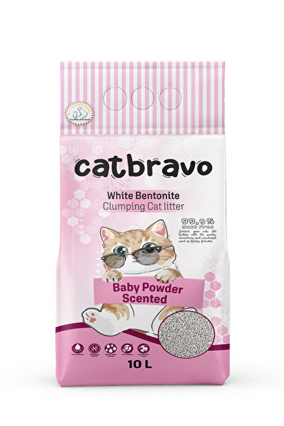 Catbravo Aktif Topaklanan Bebek Pudrası Kokulu Kedi Kumu 10 Lt