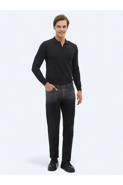 Kip Черни еко дънкови панталони Slim Fit от памучна смес