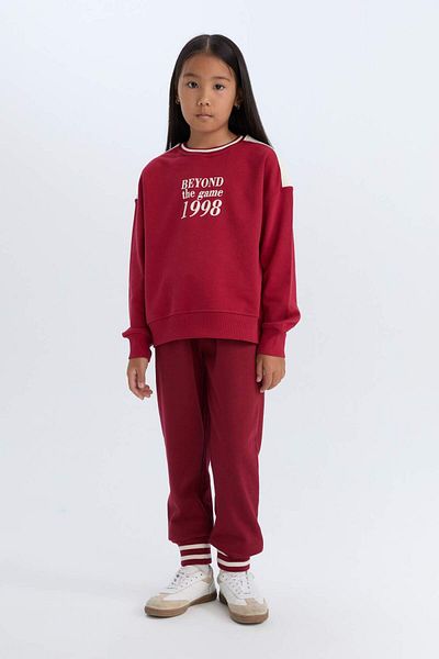 DeFacto Girls' Relax Fit Crew Neck Printed Soft Furry Sweatshirt D4274A824Wn