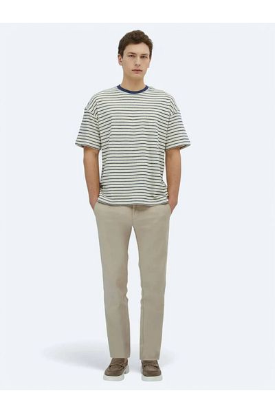 Kip Tricou 100% bumbac cu dungi Ecru