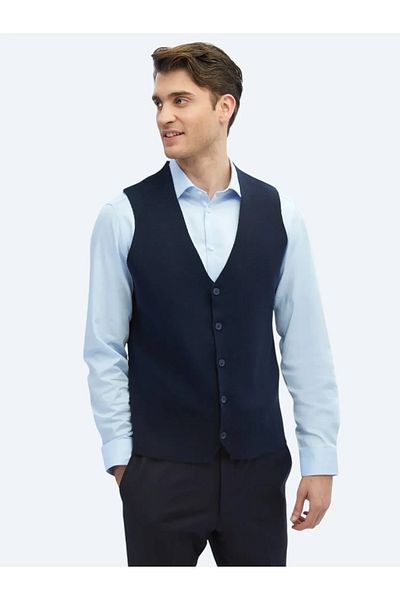 Kip Γιλέκο πλεκτό πλεκτό Navy Blue Regular Fit Casual