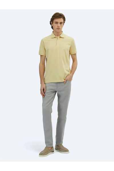 Kip Tricou galben cu gât polo simplu 100% bumbac
