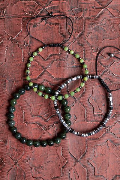 Saff Doğal Taş Certified Jade & Hematite Set Bracelet