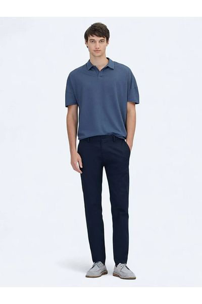 Kip Tricou din amestec de bumbac cu gât polo bleumarin