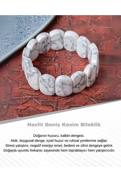 Saff Doğal Taş Havlit Wide Cut Bracelet