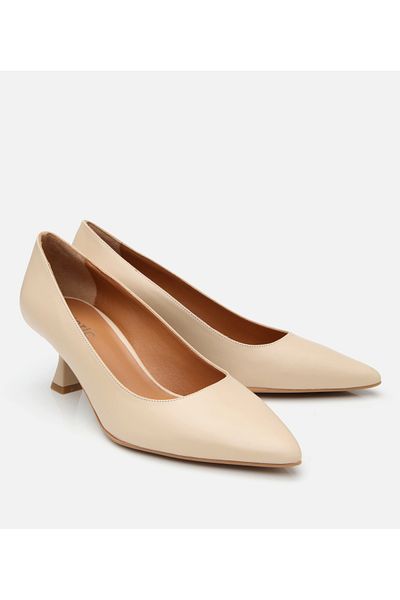 Hotiç Women's Leather Beige Flexible Sole Stiletto
