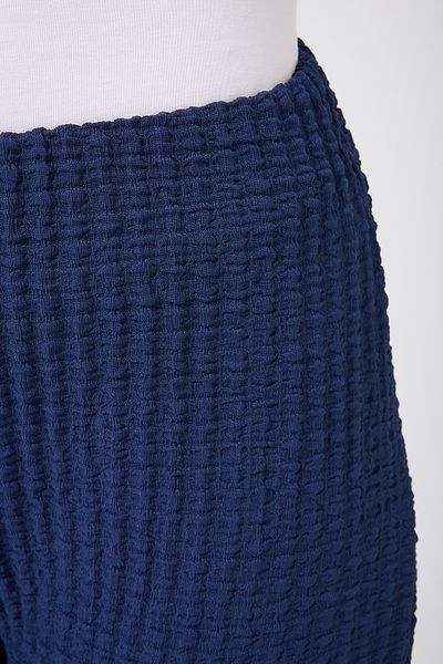 BANEGA Pantaloni de damă din bumbac, cu talie elastică, din țesătură, albastru bleumarin