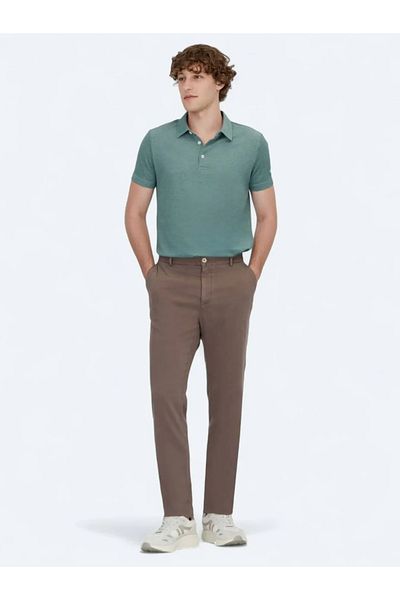 Kip Tricou verde din amestec de bumbac cu gât polo