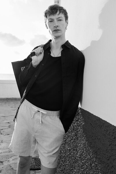 H&M Keten Karışımlı Şort Regular Fit