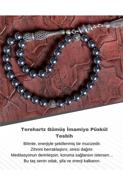 Saff Doğal Taş Certified Trehartz Silver Imamiye Tassel Prayer Beads
