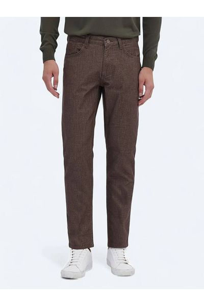 Kip Pantaloni casual din amestec de bumbac, țesuți maro