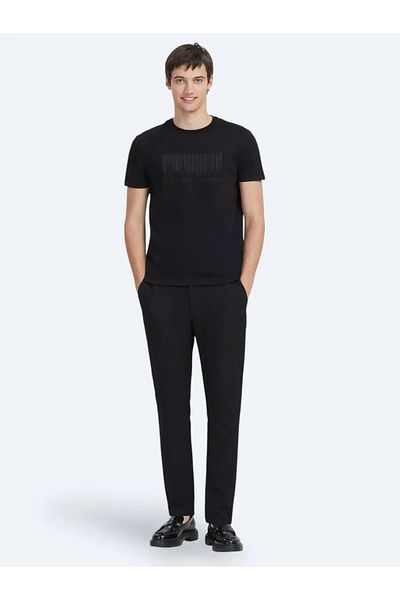 Kip Black Printed Crew Neck 100% Cotton T-Shirt