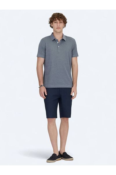 Kip Tricou din amestec de bumbac cu gât polo bleumarin