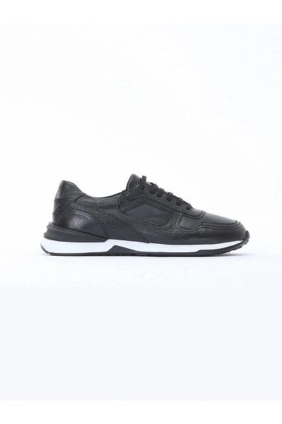 Kip Black Leather Sports Sneakers