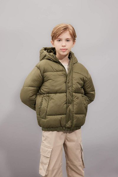 DeFacto Boy's Coat - Water Repellent, Hooded, Zipper and Pocket C5474A824Wn