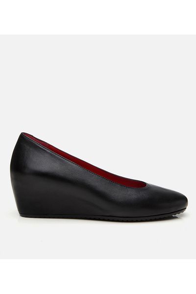 Hotiç Women's Leather Black Wedge Heeled Shoes