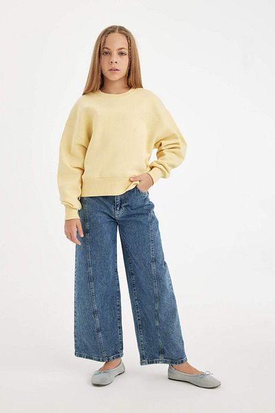 DeFacto Hanorac imprimat pentru fete Relax Fit Crew Neck D2886A824WN