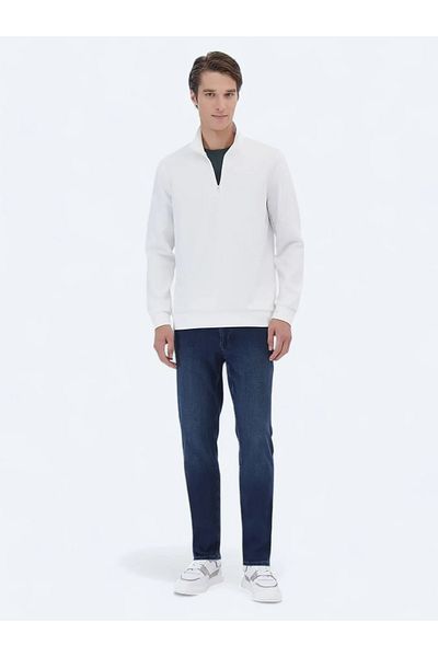 Kip Stand Collar Ecru Sweatshirt