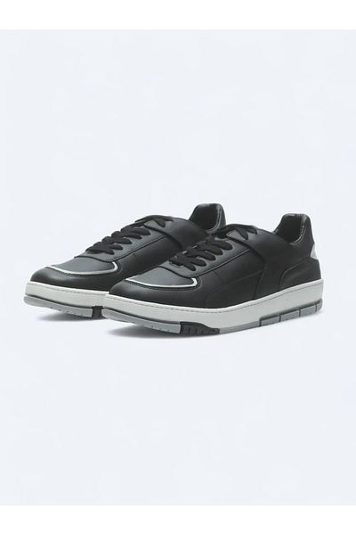 Kip Black Leather Sports Sneakers