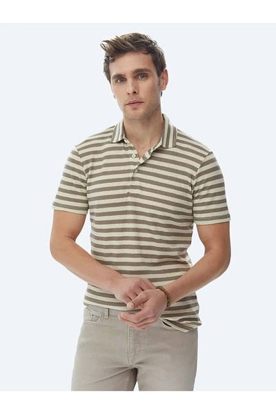 Kip Tricou cu gât polo cu dungi din nurcă