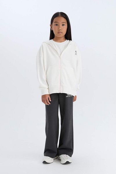 DeFacto Pantaloni de trening pentru fete, cu picioare late, cu picioare largi, imprimate D2298A824WN