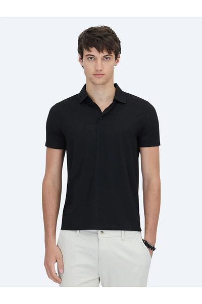 Kip Tricou negru cu guler polo