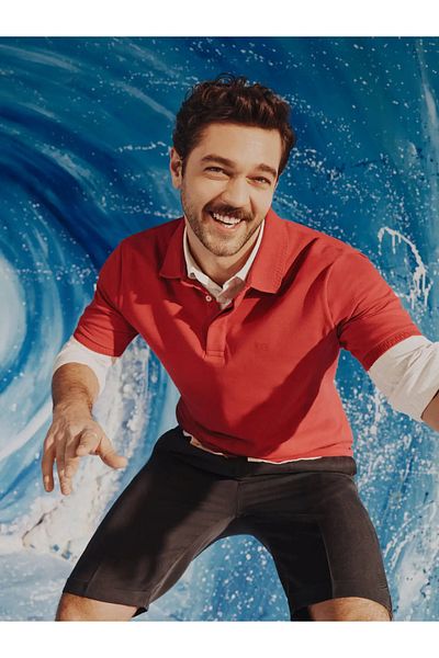 Kip Tricou roșu cu gât polo simplu 100% bumbac