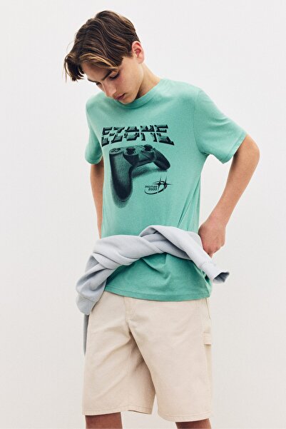 H&M Baskılı ve Pamuklu Tişört