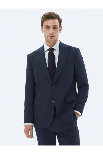 Kip Comfort Fit Navy Blue Striped Suit