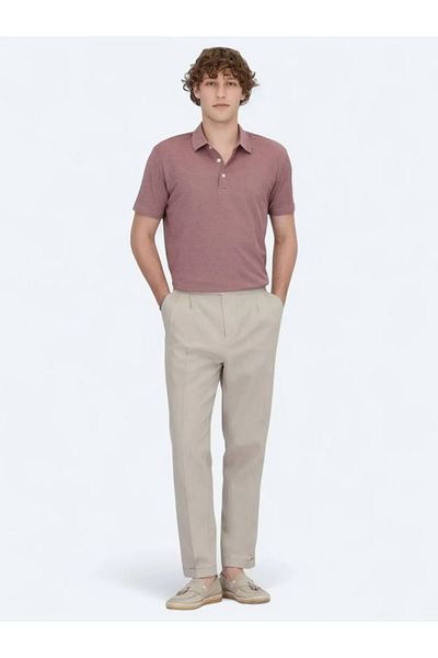 Kip Tricou roșu din amestec de bumbac cu gât polo