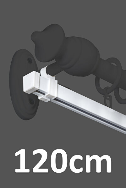İzen Rustik Perde Askısı İçin 120cm Beyaz Alüminyum Ray (19mm) Tekli Korniş P...