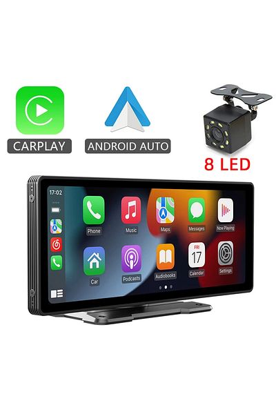 hippcron مع 8 مصابيح LED 10.26 بوصة، مرآة سيارة، راديو، مشغل فيديو متعدد الوسائط، Carplay لاسلكي عالمي، Android Auto