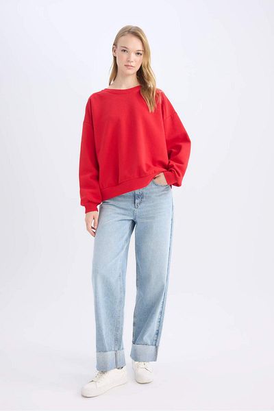 DeFacto Hanorac de bază solid și gros, cu decolteu lat, oversize, A4177AX24WN