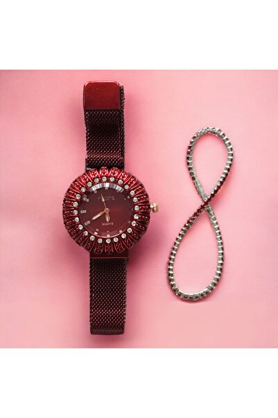 OEM Ceas visiniu de dama cu bratara inclusa