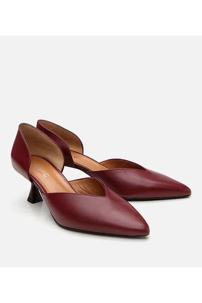 Hotiç Stiletto cu toc subțire din piele de damă bordeaux