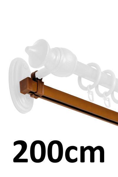 İzen Rustik Askısı İçin 200cm Açık Kahve (Meşe) Alüminyum Ray (19mm) Tekli Ko...