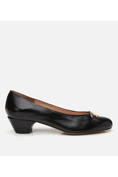 Hotiç Women's Patent Leather Black Thick Heeled Shoes