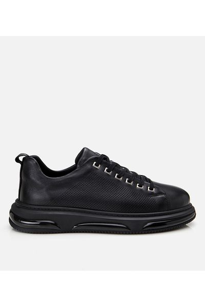 Hotiç Men's Leather Black Light Sole Sports Shoes