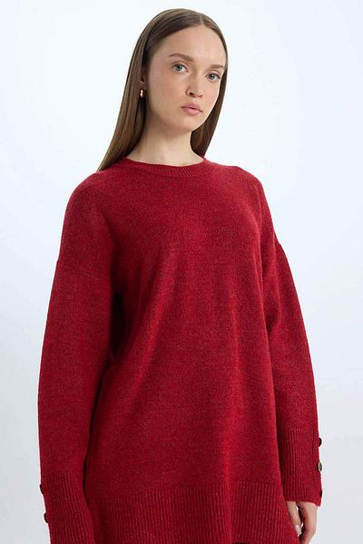DeFacto Regular Fit Crew Neck Basic Plain Sweater Tunic 3182316