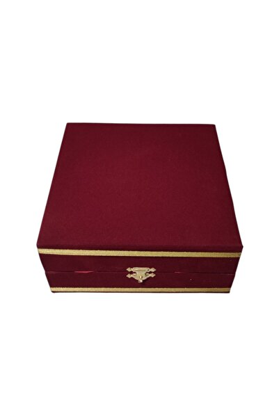 DM PORSELEN TEK KİŞİLİK FİNCAN TAKIMI İÇİN KADİFE KUTU BORDO