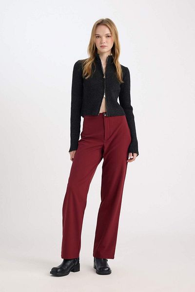 DeFacto Slim Fit Slim-Fit Strickjacke mit halbem Rollkragen A5607AX24WN