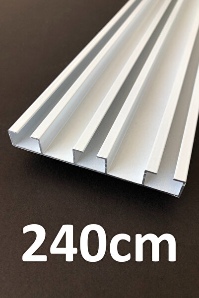 İzen Üç Kanallı 240cm Alüminyum Beyaz Perde Rayı (80mm) Kalın Üçlü Korniş