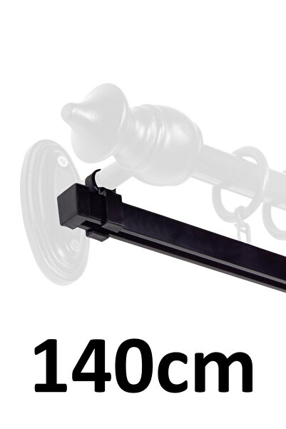 İzen Rustik Perde Askısı İçin 140cm Siyah Alüminyum Ray (19mm) Tekli Korniş P...